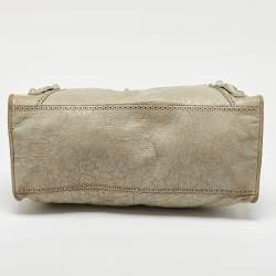 Pre Owned Balenciaga Light Grey Leather Brogue Work Tote