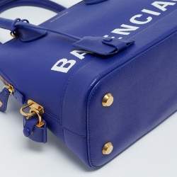 Pre Owned Balenciaga Blue Leather Small Ville Bag