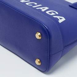 Pre Owned Balenciaga Blue Leather Small Ville Bag