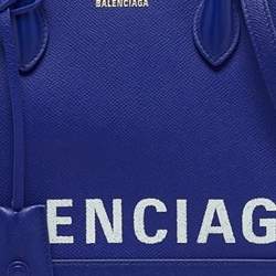Pre Owned Balenciaga Blue Leather Small Ville Bag