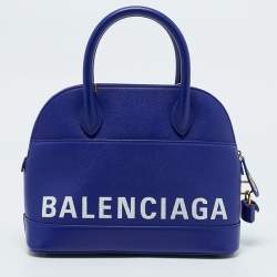 Pre Owned Balenciaga Blue Leather Small Ville Bag