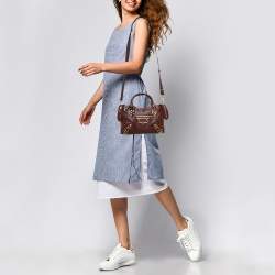 Pre Owned Balenciaga Burgundy Leather Mini RGH City Tote