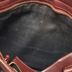 Pre Owned Balenciaga Burgundy Leather Mini RGH City Tote