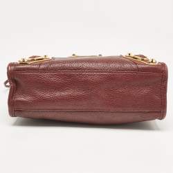 Pre Owned Balenciaga Burgundy Leather Mini RGH City Tote