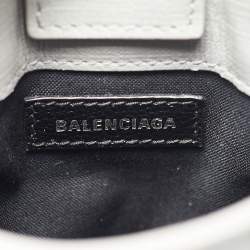 Pre Owned Balenciaga Grey/Black Leather Shopping Phone Holder Crossbody Bag