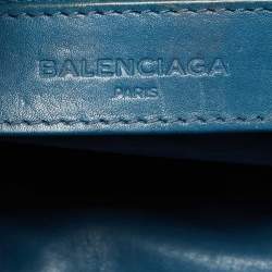 Pre Owned Balenciaga Blue Leather Blackout City Tote