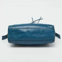Pre Owned Balenciaga Blue Leather Blackout City Tote