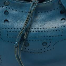 Pre Owned Balenciaga Blue Leather Blackout City Tote