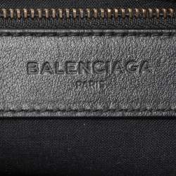 Pre Owned Balenciaga Black Leather All Over Logo Print Classic Small City RH Tote