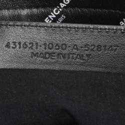 Pre Owned Balenciaga Black Leather All Over Logo Print Classic Small City RH Tote