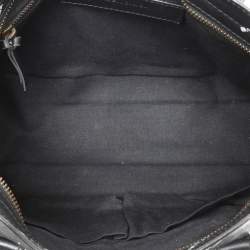 Pre Owned Balenciaga Black Leather All Over Logo Print Classic Small City RH Tote