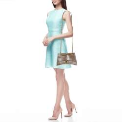 مملوكة مسبقًا Balenciaga Beige Croc Embossed Leather Small Crush Shoulder Bag