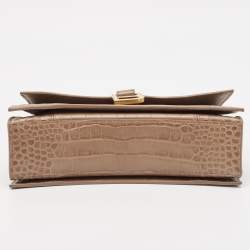 مملوكة مسبقًا Balenciaga Beige Croc Embossed Leather Small Crush Shoulder Bag