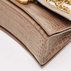 مملوكة مسبقًا Balenciaga Beige Croc Embossed Leather Small Crush Shoulder Bag