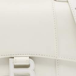 Pre Owned Balenciaga White Leather XS Hourglass Top Handle Bag