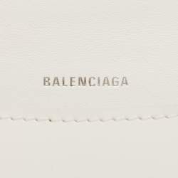Pre Owned Balenciaga White Leather XS Hourglass Top Handle Bag