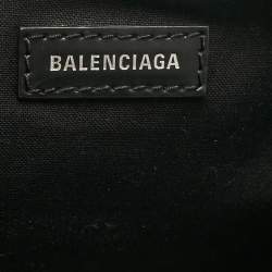 Balenciaga Black/Off White Canvas and Leather Small Cabas Tote