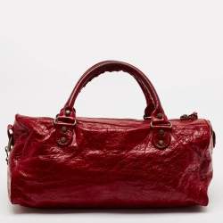 Pre Owned Balenciaga Red Leather RH Twiggy Bag