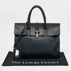 Balenciaga Navy Blue Leather Tube Clasp Top Handle Bag