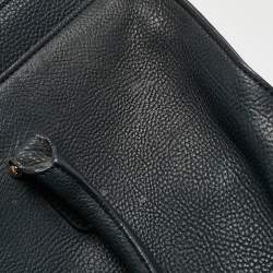 Balenciaga Navy Blue Leather Tube Clasp Top Handle Bag