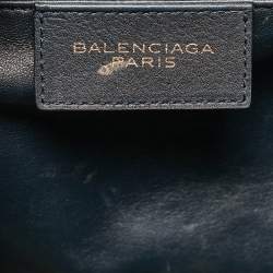 Balenciaga Navy Blue Leather Tube Clasp Top Handle Bag