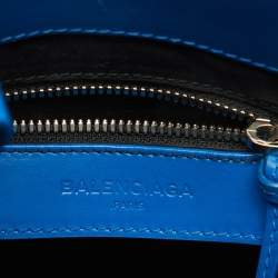 Pre Owned Balenciaga Blue Leather Mini All Afternoon Tote