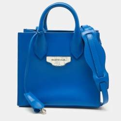 Pre Owned Balenciaga Blue Leather Mini All Afternoon Tote