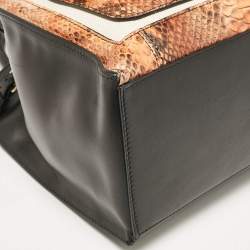 Balenciaga Tricolor Canvas and Python Padlock All Afternoon Tote