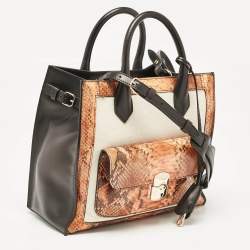 Balenciaga Tricolor Canvas and Python Padlock All Afternoon Tote