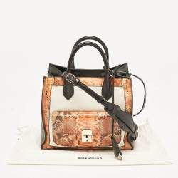 Balenciaga Tricolor Canvas and Python Padlock All Afternoon Tote
