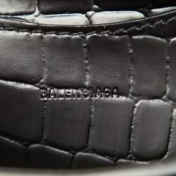 Pre Owned Balenciaga Black Croc Embossed Leather Mini Neo Classic Shoulder Bag