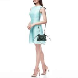 Pre Owned Balenciaga Green Croc Embossed Leather Micro Neo Classic City Tote