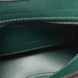 Pre Owned Balenciaga Green Croc Embossed Leather Micro Neo Classic City Tote