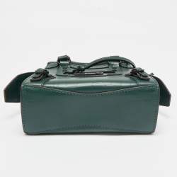 Pre Owned Balenciaga Green Croc Embossed Leather Micro Neo Classic City Tote