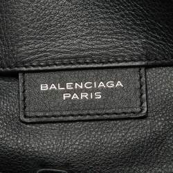 Pre Owned Balenciaga Black/Olive Green Leather A5 Papier Tote