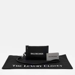 Pre Owned Balenciaga Black Leather Card Holder Pouch