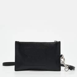 Pre Owned Balenciaga Black Leather Card Holder Pouch