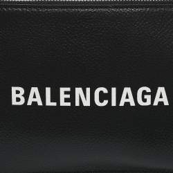 Pre Owned Balenciaga Black Leather Card Holder Pouch