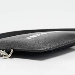 Pre Owned Balenciaga Black Leather Card Holder Pouch