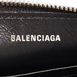 Pre Owned Balenciaga Black Leather Card Holder Pouch