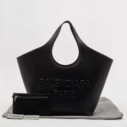 Pre Owned Balenciaga Black Leather Medium Mary Kate Tote
