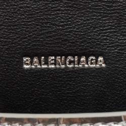 Pre Owned Balenciaga Silver Croc Embossed Patent Leather XS Hourglass Top Handle Bag