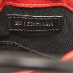Pre Owned Balenciaga Red/Black Logo Shopping Phone Holder Crossbody Bag 