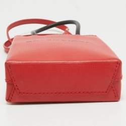 Pre Owned Balenciaga Red/Black Logo Shopping Phone Holder Crossbody Bag 