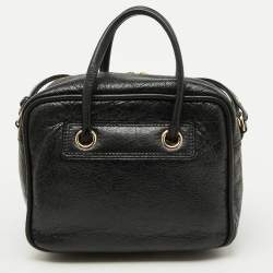 Pre Owned Balenciaga Black Crackle Leather Small Blanket Square Bag