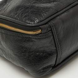 Pre Owned Balenciaga Black Crackle Leather Small Blanket Square Bag