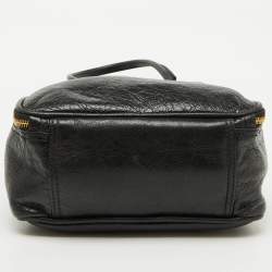 Pre Owned Balenciaga Black Crackle Leather Small Blanket Square Bag