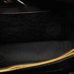 Pre Owned Balenciaga Black Crackle Leather Small Blanket Square Bag