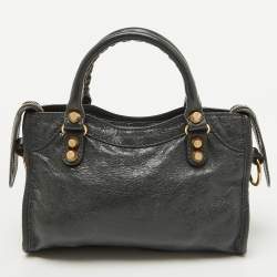 Pre Owned Balenciaga Grey Leather RGH Mini Classic City Bag