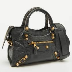 Pre Owned Balenciaga Grey Leather RGH Mini Classic City Bag